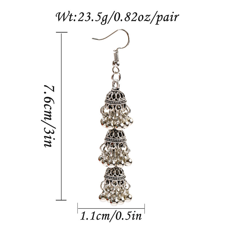 Clopoței Jhumka Cercei indieni Agrafe Set Bețe de păr pentru accesorii de păr Bijuterii pentru femei Cadou pentru fete Cercei țigani Pandantiv ac de păr