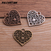 6 bucăți 28*29mm trei culori din aliaj de metal de epocă din aliaj de zinc cu goluri de dragoste brelocuri se potrivesc bijuterii pandantiv DIY colier brățări