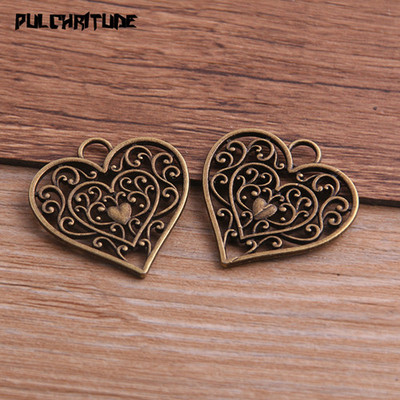 6 bucăți 28*29mm trei culori din aliaj de metal de epocă din aliaj de zinc cu goluri de dragoste brelocuri se potrivesc bijuterii pandantiv DIY colier brățări