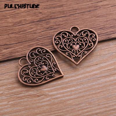 6 bucăți 28*29mm trei culori din aliaj de metal de epocă din aliaj de zinc cu goluri de dragoste brelocuri se potrivesc bijuterii pandantiv DIY colier brățări