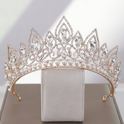 Kristalna biserna kruna i tijare Mladenkini dodaci za kosu Vjenčani nakit za kosu Krunski ukrasi za glavu Vjenčani dodaci Mujer