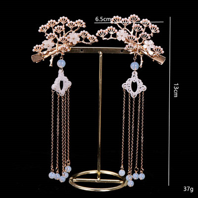 FORSEVEN 1 par cvjetnih lišća, bisera, dugih resica, privjesaka, hanfu haljina, kineske ukosnice, kopče za žene, djevojke, vjenčani ukrasi za kosu