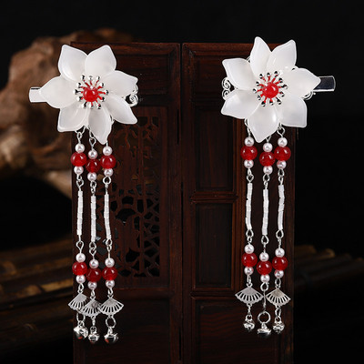 FORSEVEN 1 par cvjetnih lišća, bisera, dugih resica, privjesaka, hanfu haljina, kineske ukosnice, kopče za žene, djevojke, vjenčani ukrasi za kosu