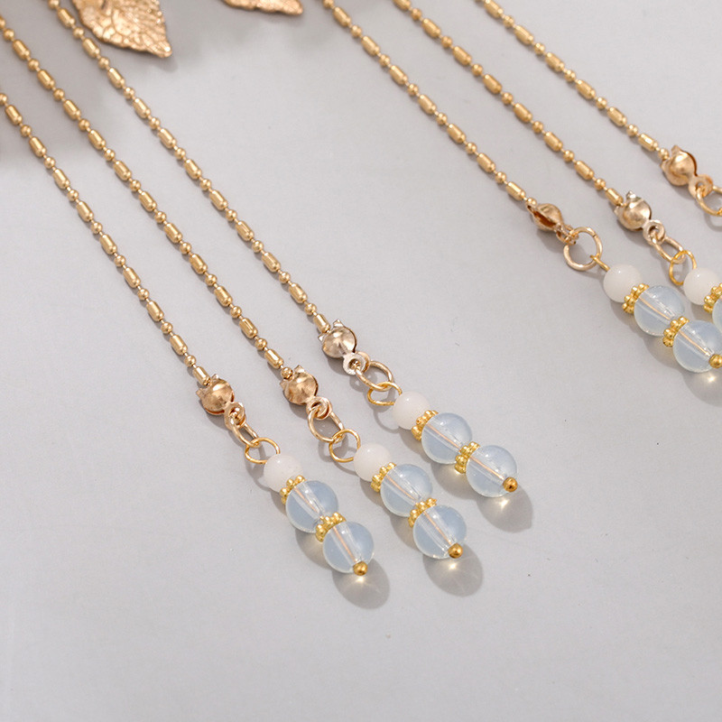 FORSEVEN 1 par cvjetnih lišća, bisera, dugih resica, privjesaka, hanfu haljina, kineske ukosnice, kopče za žene, djevojke, vjenčani ukrasi za kosu