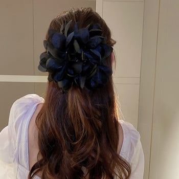 XIALUOKE Vintage Big Fluffy Chiffon Hair Flower Clips για Γυναικεία Αξεσουάρ μαλλιών Υφασμάτινα λουλούδια Clip Headbands Κοσμήματα DIY