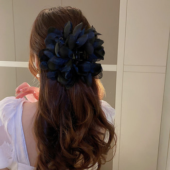 XIALUOKE Vintage Big Fluffy Chiffon Hair Flower Clips για Γυναικεία Αξεσουάρ μαλλιών Υφασμάτινα λουλούδια Clip Headbands Κοσμήματα DIY