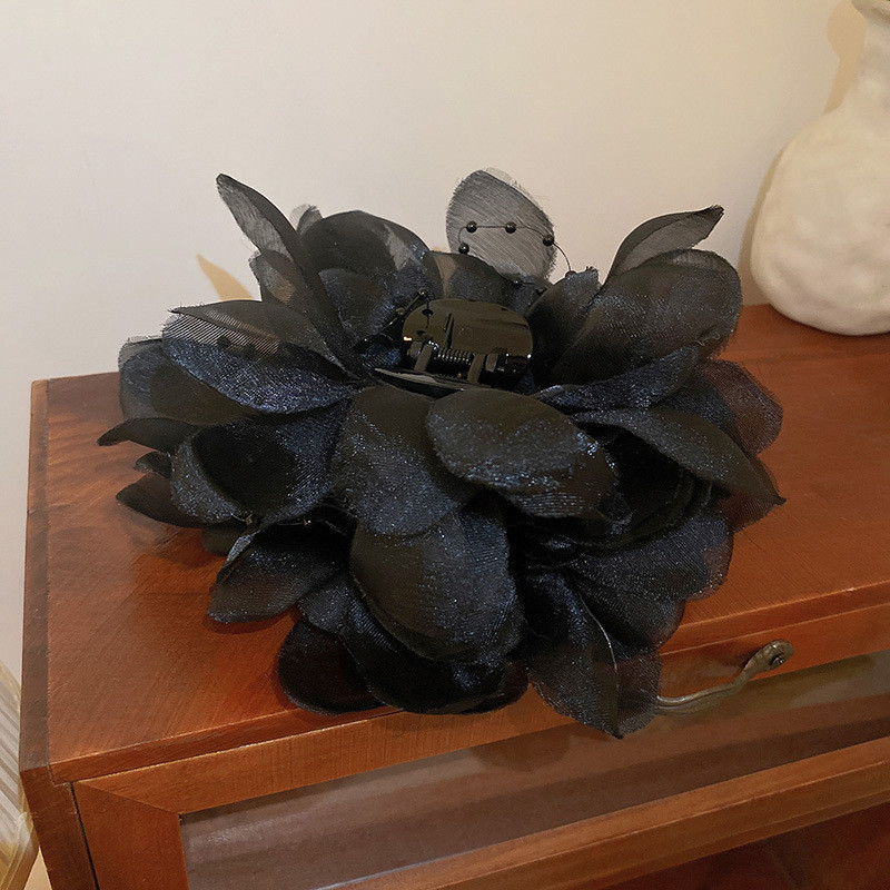 XIALUOKE Agrafe pentru flori de păr din șifon, vintage, mari, pufoase, pentru femei, accesorii pentru păr, cu flori din țesătură, bentite, bijuterii, bricolaj