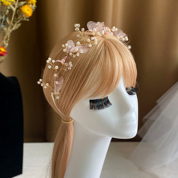 Αξεσουάρ για τα μαλλιά της νύφης Flower Headband Bridal Tiara Wedding Hair Jewelry Κορδέλα μαργαριτάρια Headpiece Fashion Jewelry 2022