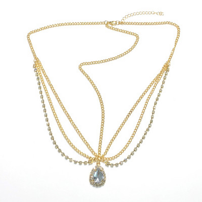 Boho ανεμιστήρας μεταλλική αλυσίδα με φούντα τρυπάνι νερού, κορδέλα κεφαλής, μολύβδινη αλυσίδα μαλλιών