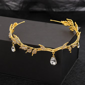 Diademi cu strasuri de lux în culorile aurii, bentite pentru femei, frunze de cristal, coroană, cerc pentru cap, accesorii pentru bijuterii de păr de nuntă.