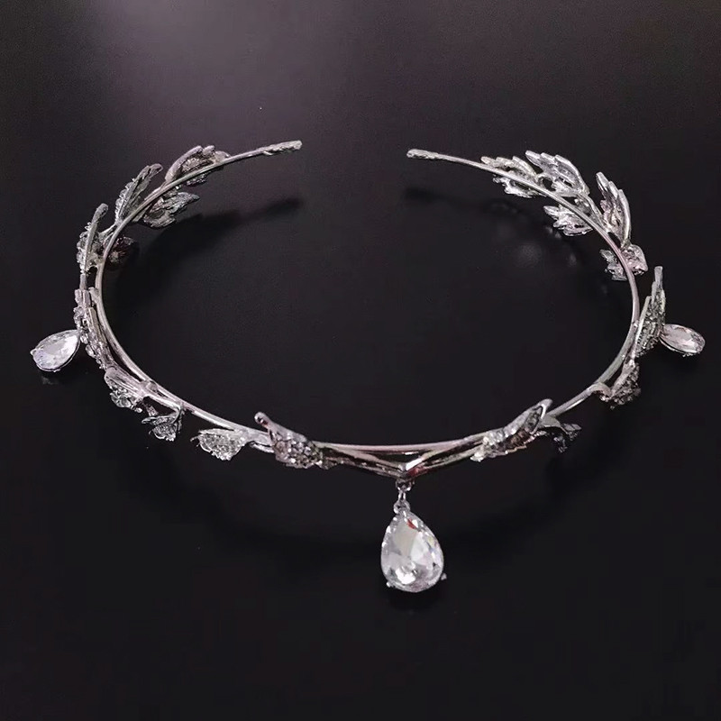 Luxus arany színű strasszos tiaras fejpántok nőknek levél kristály korona fej karika menyasszonyi esküvői haj ékszer kiegészítők
