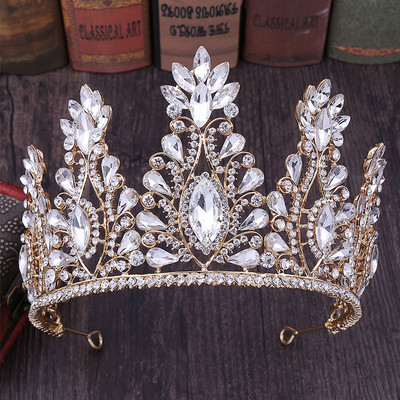 Pricess Queen femei de lux verde aur albastru roșu alb cristal mare tiara și coroane bijuterii păr pentru mireasă mireasă petrecere de nuntă