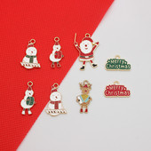 10 buc/lot Crăciun Fericit Breloc cu ulei de smalț pentru geantă, cercei, colier, bijuterii, pandantiv lucrat manual