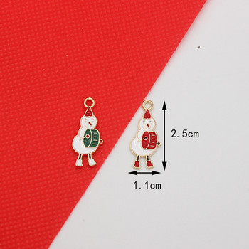 10 τμχ/Παρτίδα Merry Christmas Oil Enamel DIY Charms for Bag Earring Κολιέ Κοσμήματα Κατασκευής Χειροποίητο Μενταγιόν
