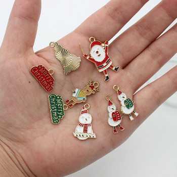 10 τμχ/Παρτίδα Merry Christmas Oil Enamel DIY Charms for Bag Earring Κολιέ Κοσμήματα Κατασκευής Χειροποίητο Μενταγιόν