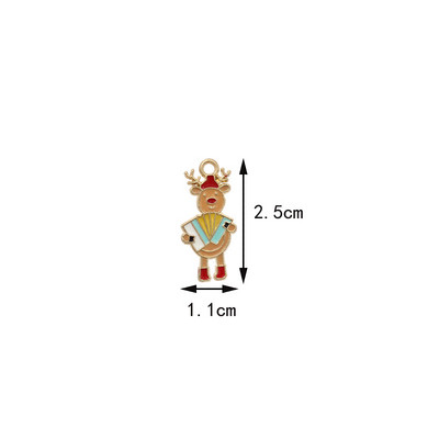 10 buc/lot Crăciun Fericit Breloc cu ulei de smalț pentru geantă, cercei, colier, bijuterii, pandantiv lucrat manual