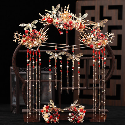 Bride Tiara Show Wo Clothing Toast Dress Headpiece Tassel Phoenix Crown Αξεσουάρ Κλασικά αξεσουάρ γάμου BN