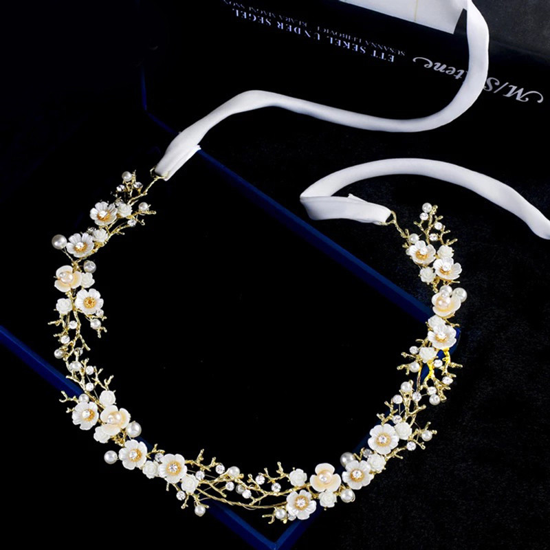 Slatke svadbene trake za glavu Ukrasi Sjajne školjke Cvjetne perle Ručno izrađena mladenkina frizura BN