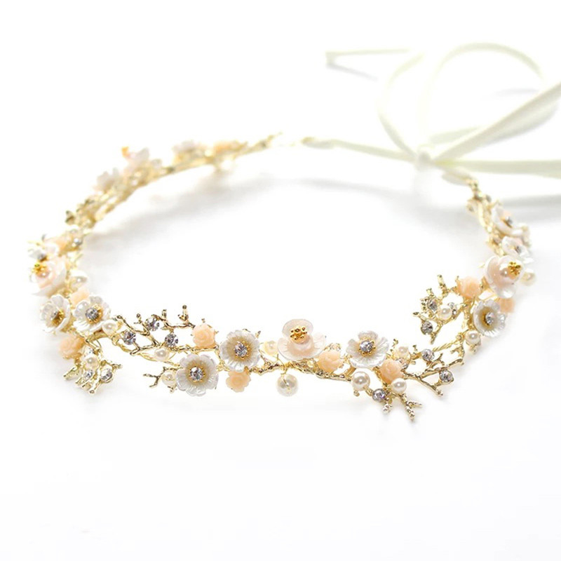Slatke svadbene trake za glavu Ukrasi Sjajne školjke Cvjetne perle Ručno izrađena mladenkina frizura BN