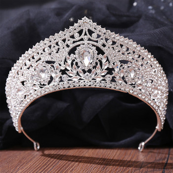 Princess Diadem Bride Crown Γυναικείες πολυτελείς κρυστάλλινες τιάρες 2023 New Girls Party Hair Band Γούρι Γαμήλιο στολίδι για τα μαλλιά Κοσμήματα