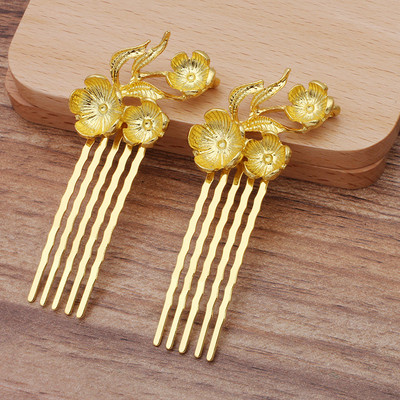 10 KOM 50x15mm češljevi za kosu od legure cvijeća s granama osnova zlatno/srebrne boje češljevi za kosu s 5 zuba Postavka za DIY pribor za nakit