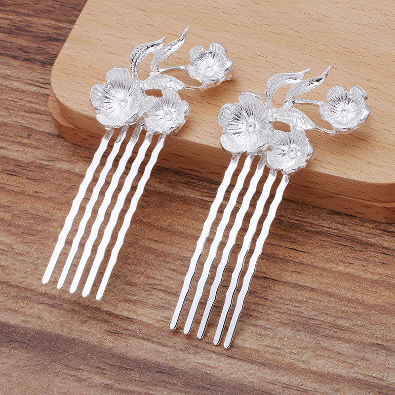 10 KOM 50x15mm češljevi za kosu od legure cvijeća s granama osnova zlatno/srebrne boje češljevi za kosu s 5 zuba Postavka za DIY pribor za nakit