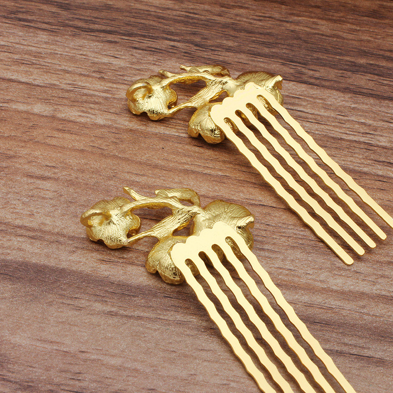 10 KOM 50x15mm češljevi za kosu od legure cvijeća s granama osnova zlatno/srebrne boje češljevi za kosu s 5 zuba Postavka za DIY pribor za nakit