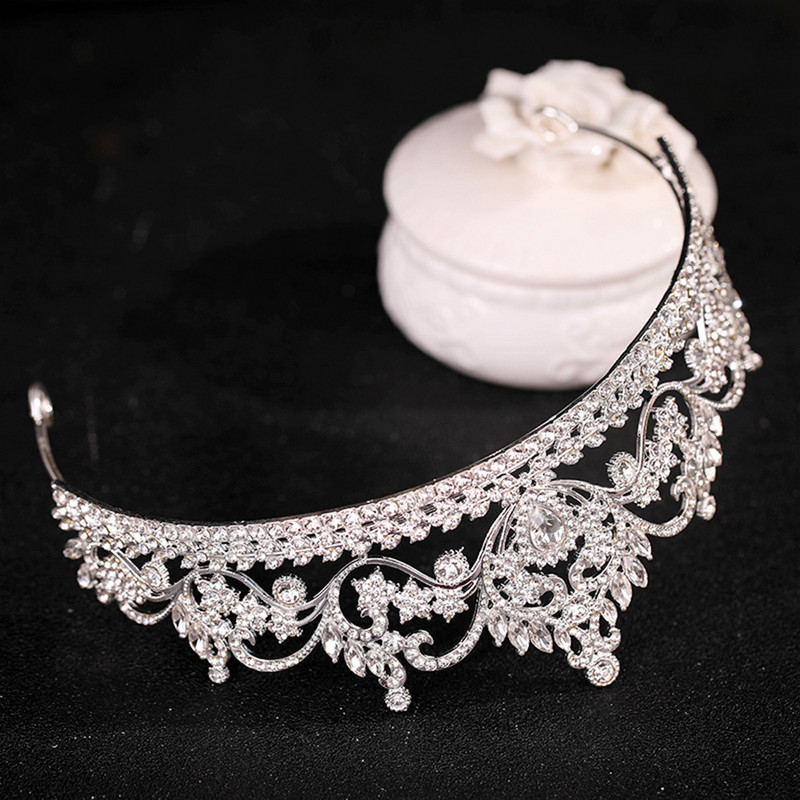 Esküvői Tiaras Hajpánt Hercegnő Koronák Strasszkő Ezüst Színű Fejpánt Luxus Lányok Esküvői Haj Kiegészítők Ékszerek