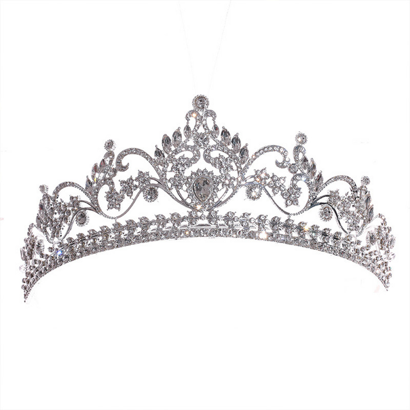 Esküvői Tiaras Hajpánt Hercegnő Koronák Strasszkő Ezüst Színű Fejpánt Luxus Lányok Esküvői Haj Kiegészítők Ékszerek