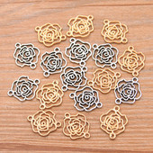 40PCS 2 boje 13*16mm KC zlatni papir ruže privjesci biljni konektor metalna legura DIY ogrlica narukvica ručni rad Označavanje nalaza