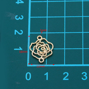 40PCS 2 Χρώμα 13*16mm KC Χρυσό Χαρτί Τριαντάφυλλο Γούρια Φυτό Σύνδεσμος Μεταλλικού Κράματος Βραχιόλι DIY Χειροποίητη σήμανση