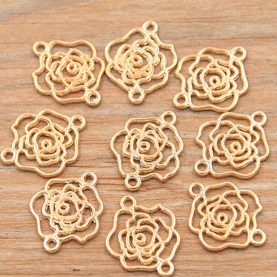40PCS 2 boje 13*16mm KC zlatni papir ruže privjesci biljni konektor metalna legura DIY ogrlica narukvica ručni rad Označavanje nalaza