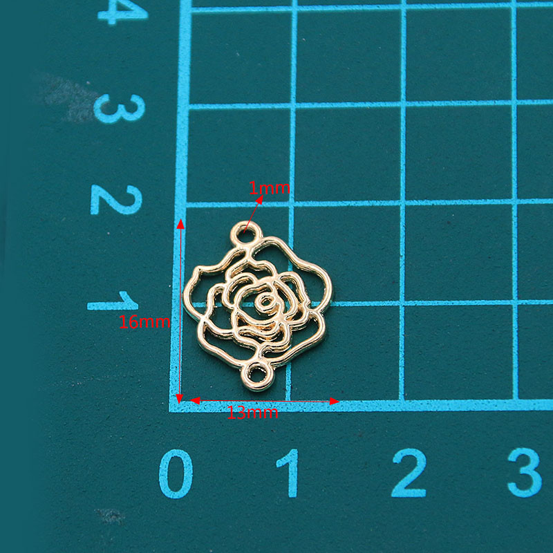 40PCS 2 boje 13*16mm KC zlatni papir ruže privjesci biljni konektor metalna legura DIY ogrlica narukvica ručni rad Označavanje nalaza