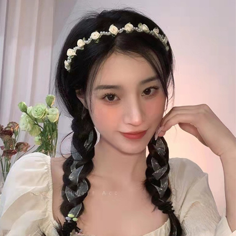 Édes virágos fejpánt szalag koszorúval esküvői parti női lányok füzér virágos korona hajpánt haj kiegészítők nőknek ML