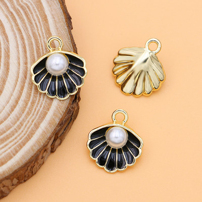 10 bucăți de culoare auriu smalț roz coajă perle pandantiv farmecul pentru realizarea de bijuterii cercei brățară colier accesorii bricolaj