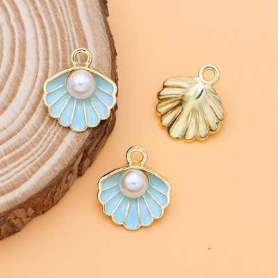 10 bucăți de culoare auriu smalț roz coajă perle pandantiv farmecul pentru realizarea de bijuterii cercei brățară colier accesorii bricolaj