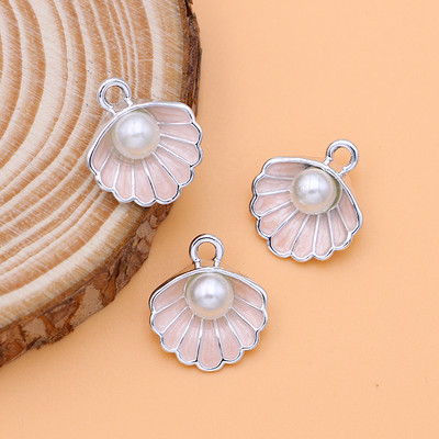 10 bucăți de culoare auriu smalț roz coajă perle pandantiv farmecul pentru realizarea de bijuterii cercei brățară colier accesorii bricolaj