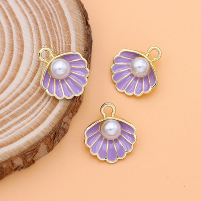 10 bucăți de culoare auriu smalț roz coajă perle pandantiv farmecul pentru realizarea de bijuterii cercei brățară colier accesorii bricolaj