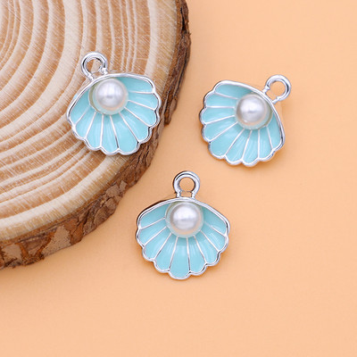 10 bucăți de culoare auriu smalț roz coajă perle pandantiv farmecul pentru realizarea de bijuterii cercei brățară colier accesorii bricolaj