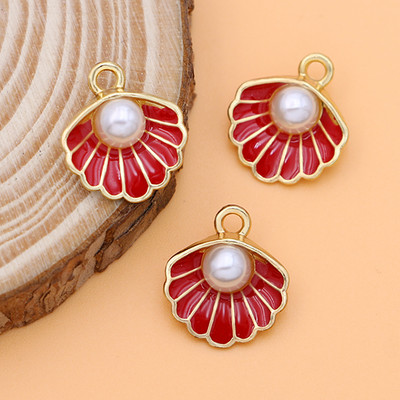 10 bucăți de culoare auriu smalț roz coajă perle pandantiv farmecul pentru realizarea de bijuterii cercei brățară colier accesorii bricolaj