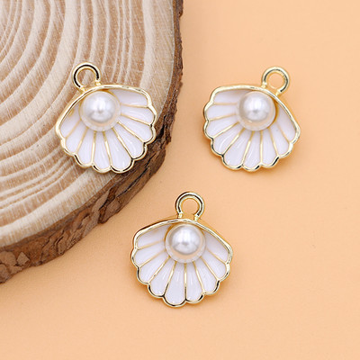 10 bucăți de culoare auriu smalț roz coajă perle pandantiv farmecul pentru realizarea de bijuterii cercei brățară colier accesorii bricolaj