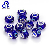 Lucky Eye Blue Evil Eye üveggyöngyök nagy lyukú távtartó gyöngyök nyaklánchoz karkötő ékszerkészítési kiegészítők EY6138