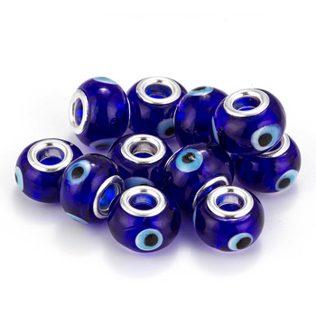 Lucky Eye Blue Evil Eye γυάλινες χάντρες Big Hole Spacer Beads for κολιέ Βραχιόλι Αξεσουάρ κατασκευής κοσμημάτων EY6138
