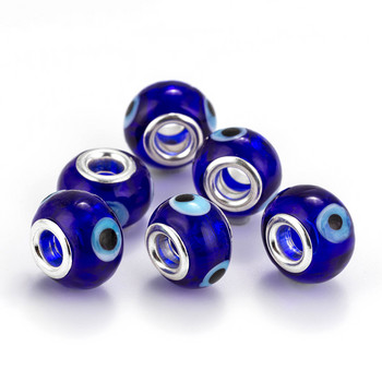 Lucky Eye Blue Evil Eye γυάλινες χάντρες Big Hole Spacer Beads for κολιέ Βραχιόλι Αξεσουάρ κατασκευής κοσμημάτων EY6138