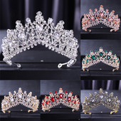 Barokk kristály vízcsepp koronák és tiarák Vintage strasszos tiara korona nőknek menyasszony esküvői haj kiegészítők ékszerek