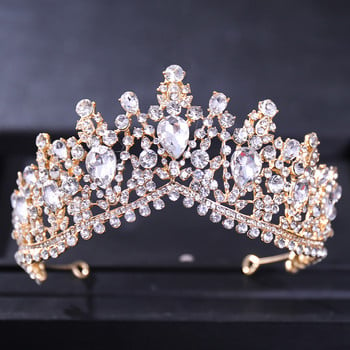 Μπαρόκ Crystal Water Drop Crowns and Tiaras Vintage Rhinestone Tiara Crown for Women Αξεσουάρ για τα μαλλιά Νύφη Γάμος Κοσμήματα