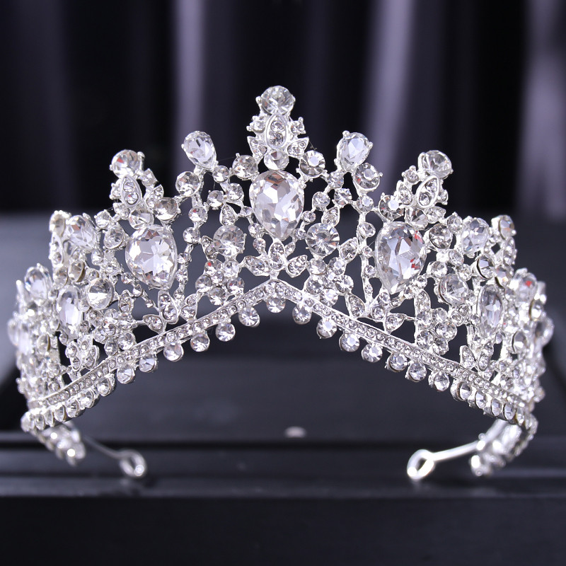 Barokk kristály vízcsepp koronák és tiarák Vintage strasszos tiara korona nőknek menyasszony esküvői haj kiegészítők ékszerek