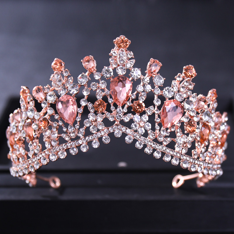 Barokk kristály vízcsepp koronák és tiarák Vintage strasszos tiara korona nőknek menyasszony esküvői haj kiegészítők ékszerek