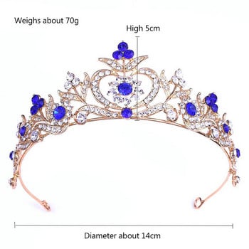 Μόδα Μπλε Ροζ Χρυσό Κόκκινο Πράσινο Τιάρες και κορώνες για κορίτσια mujer Πριγκίπισσα Νόιβα Γάμος Γάμος Κρυστάλλινα κοσμήματα