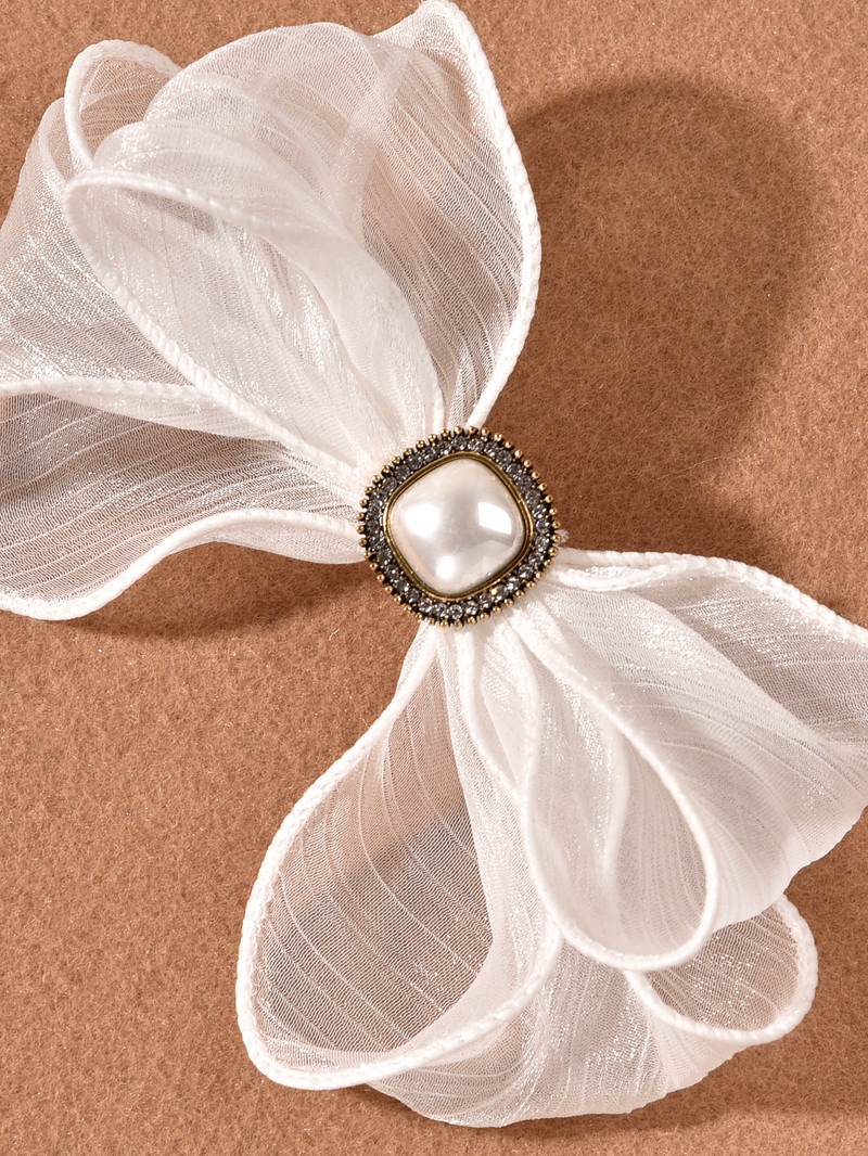 Ukosnica za kosu s mašnom od bijele pređe u korejskom stilu. Prevelika kosa s mašnom. Ukosnica s mašnom. Držač za rep. Ukras za kosu za djevojčice BN
